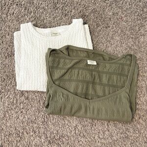 White and Olive Textured Tops